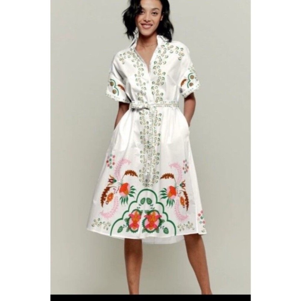 Tucker NYC Sarah Shirtdress Cotton Twill Blossoms Size M